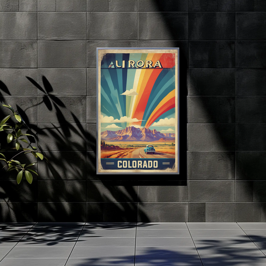Aurora Colorado Rainbow Horizon Vintage Travel Poster