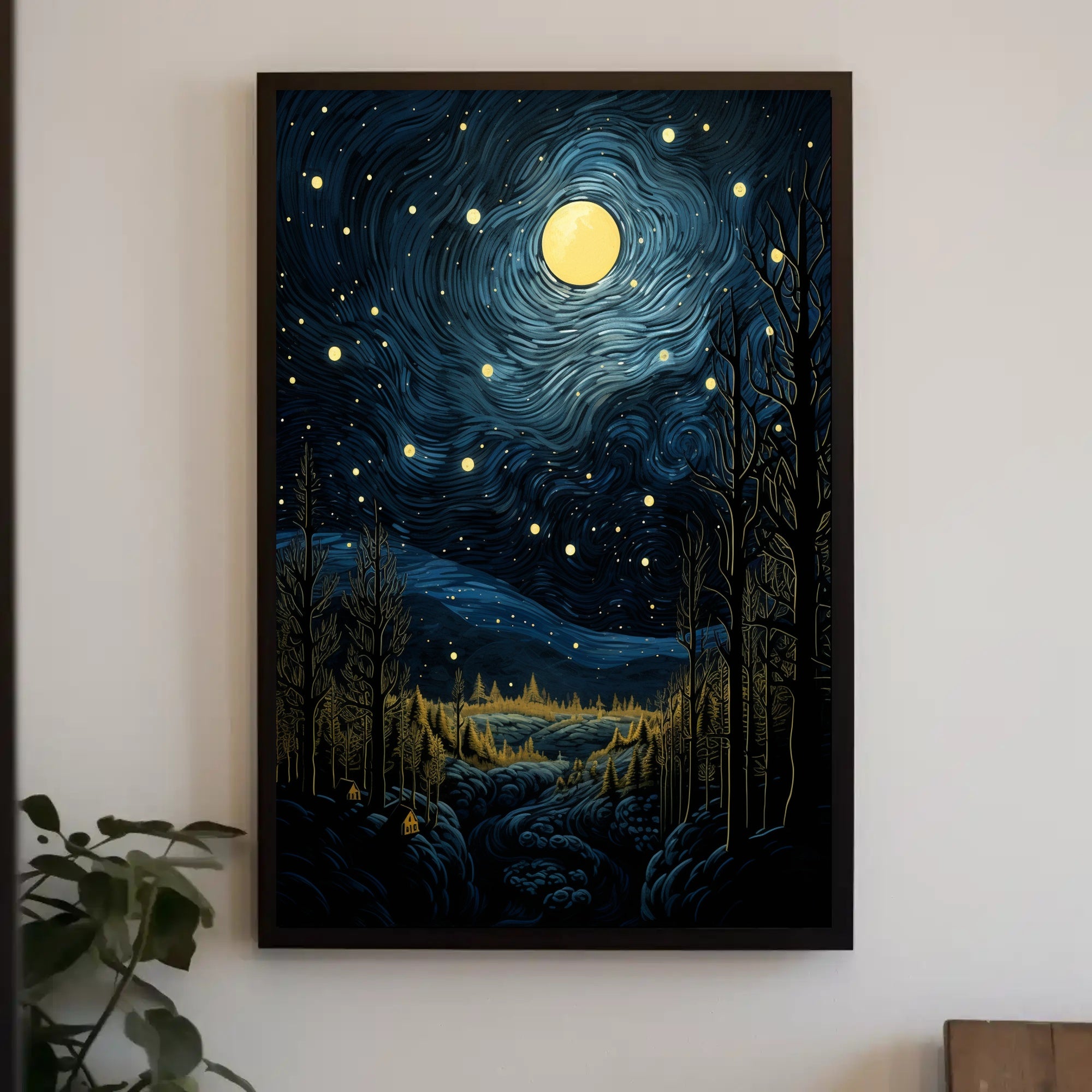 Starry Night Landscape Poster PosterGoat