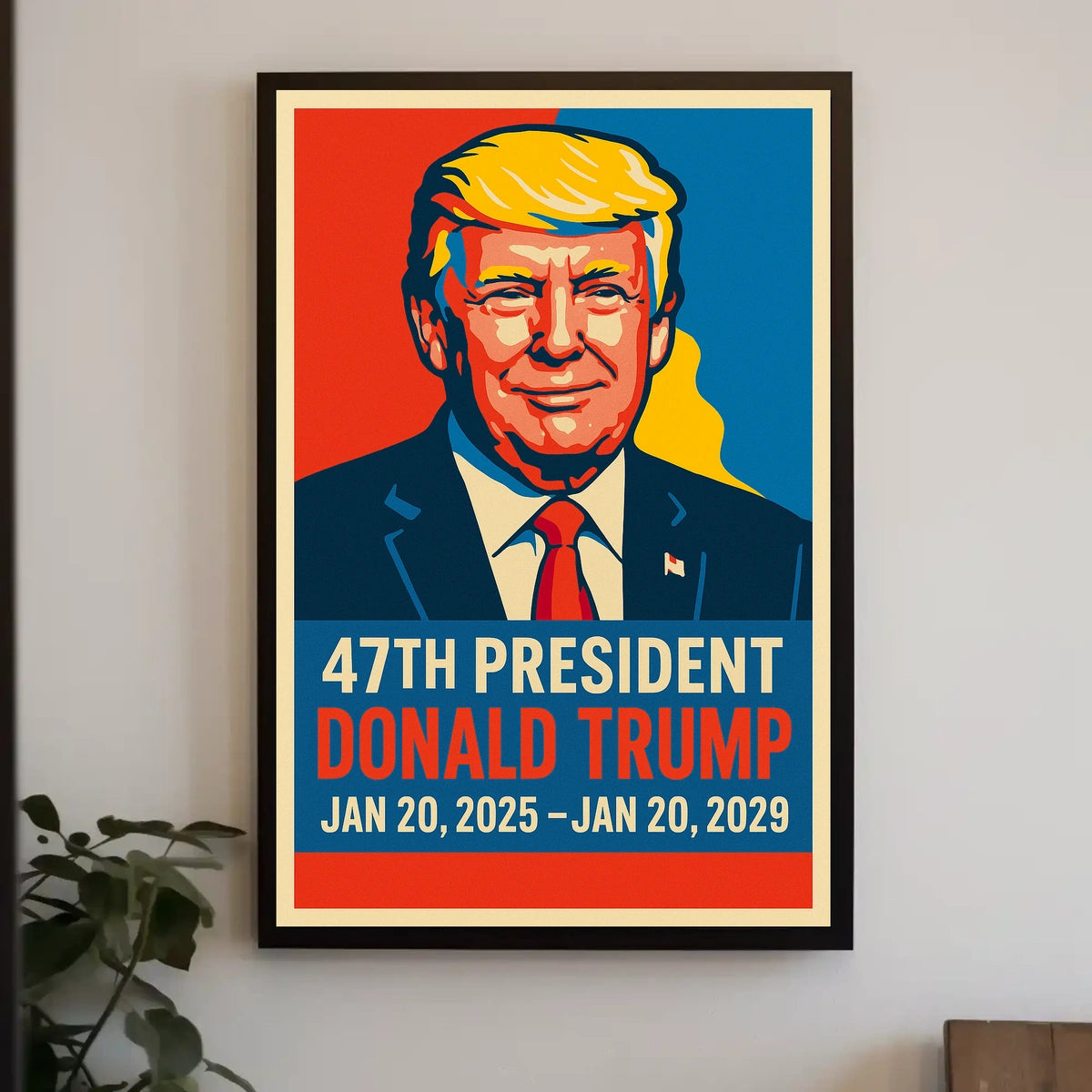 Trump Visionary Leadership Pop Art Portrait Bold Patriotic Wall Decor Collectible Statement Modern Vivid Display Poster