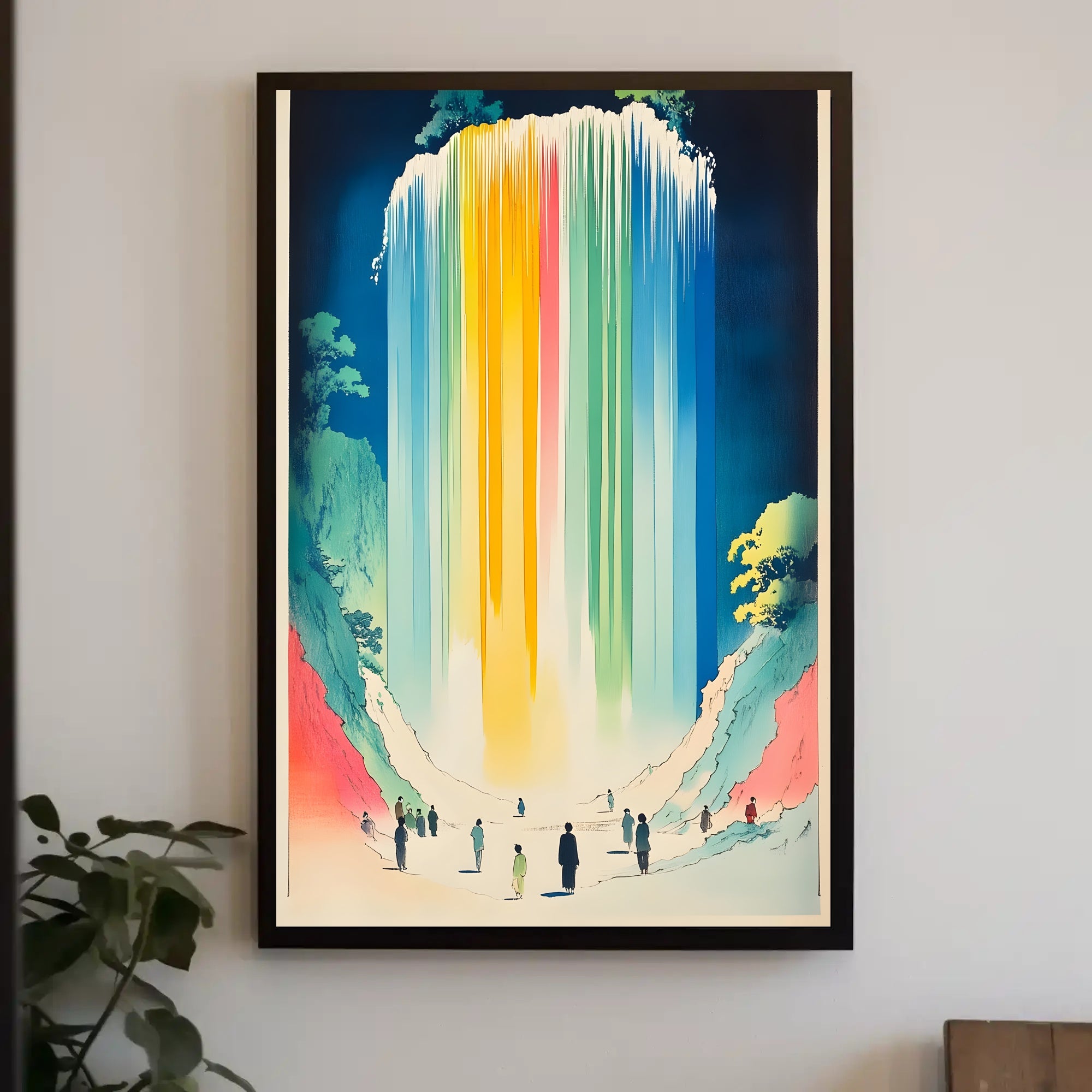 Serene Waterfall Poster Colorful Minimalist Wall Art