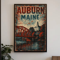 Auburn Maine Cityscape Realism Wanderlust Poster