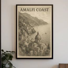 Amalfi Coast Poster Wall Art 18x24 Coastal Landscape