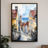 Sweden Visby Coastal Town Seaside Landscape Poster