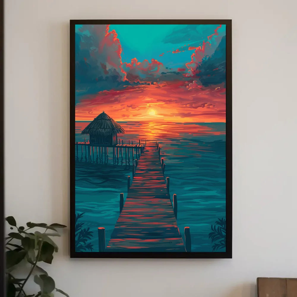 Tropical Sunset Pier: Serene Coastal Escape Poster