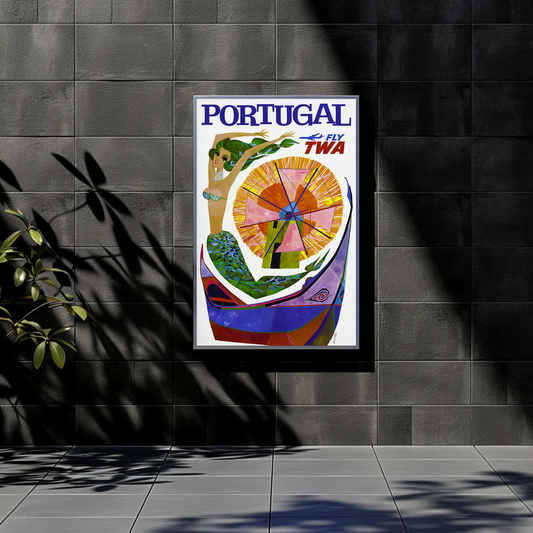 Fly TWA to Portugal Vintage Travel Poster