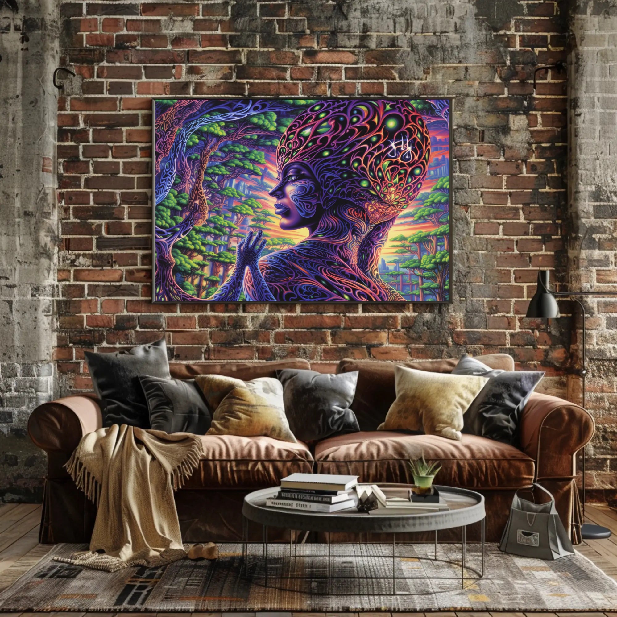 Psychedelic Alien Figure in Surreal Nature Fantasy or Mythology Poster