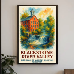 Blackstone River Valley Watercolor Historical Art Poster