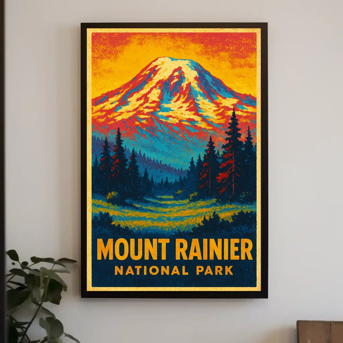 Mount Rainier Wanderer Vintage Travel Poster