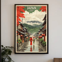 Traditional Japanese Street Scene: Vintage Travel Poster