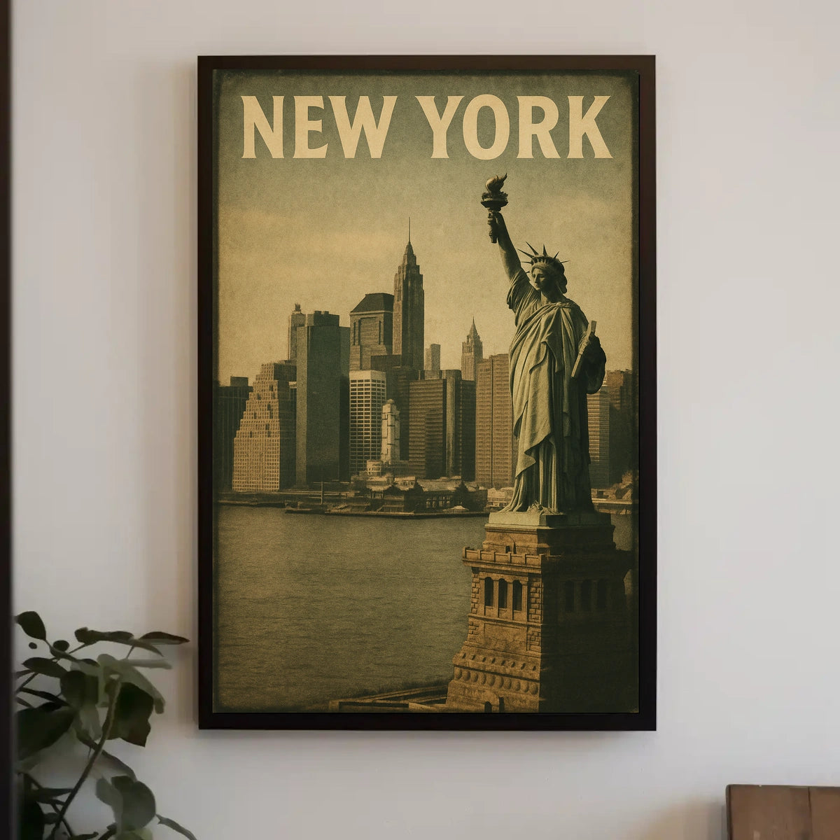 New York Skyline With Statue Of Liberty Poster