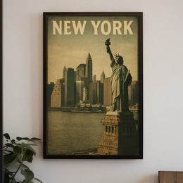 New York Skyline With Statue Of Liberty Poster