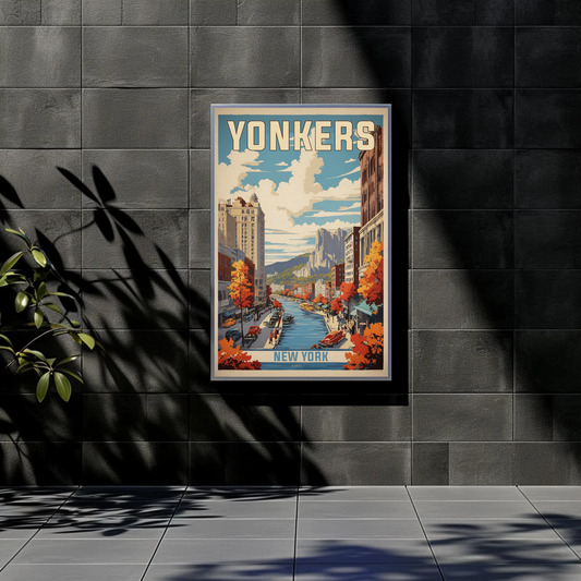 Yonkers New York Cityscape Vintage Travel Poster