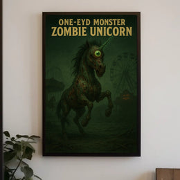 One-Eyed Monster Zombie Unicorn Poster