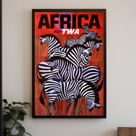 1960s AFrica - Fly TWA Vintage Style Travel Poster