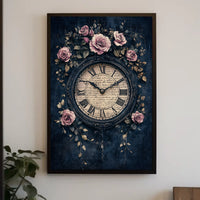 Ornate Clock and Roses Design: Artistic or Pop Culture Poster
