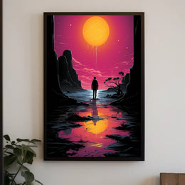 Vivid Sunset Dramatic Silhouette Art Poster - Artistic Poster