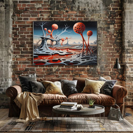 Alien Landscape with Surreal Structures Futuristic Sci-Fi Poster