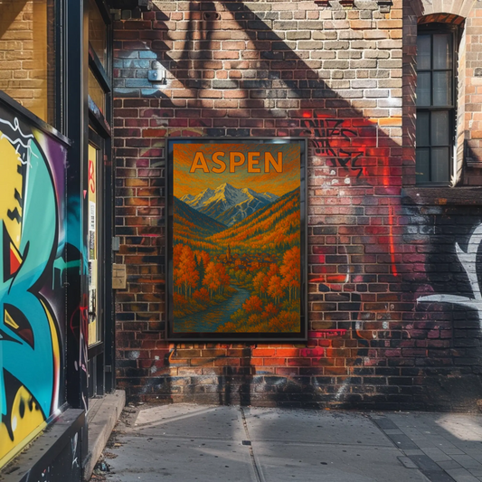 Aspen Autumn Mountain Town Travel Poster