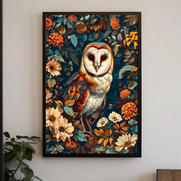 Enchanted Owl In Bloom William Morris Art Poster