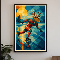 Dashing Deer on Ice: Abstract Sports Poster