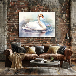 Tranquil Swan in Watercolor Poster