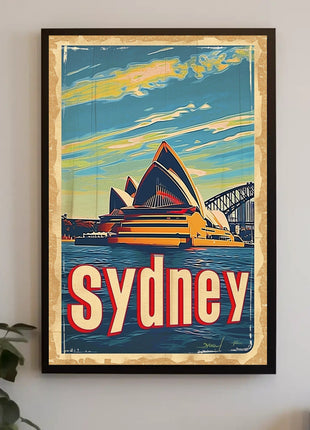 Sydney Skyline Vintage Travel Art: Urban Cityscape Poster