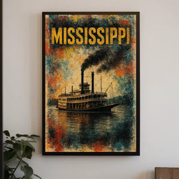Mississippi Steamboat Journey Poster