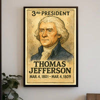 Thomas Jefferson 3rd President of the United States Exaggerated Cartoon Sketch Poster