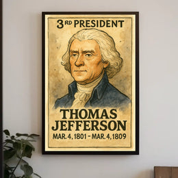 Thomas Jefferson 3rd President of the United States Exaggerated Cartoon Sketch Poster