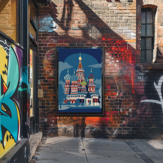 Saint Basil's Cathedral Moscow Landmark Travel Poster