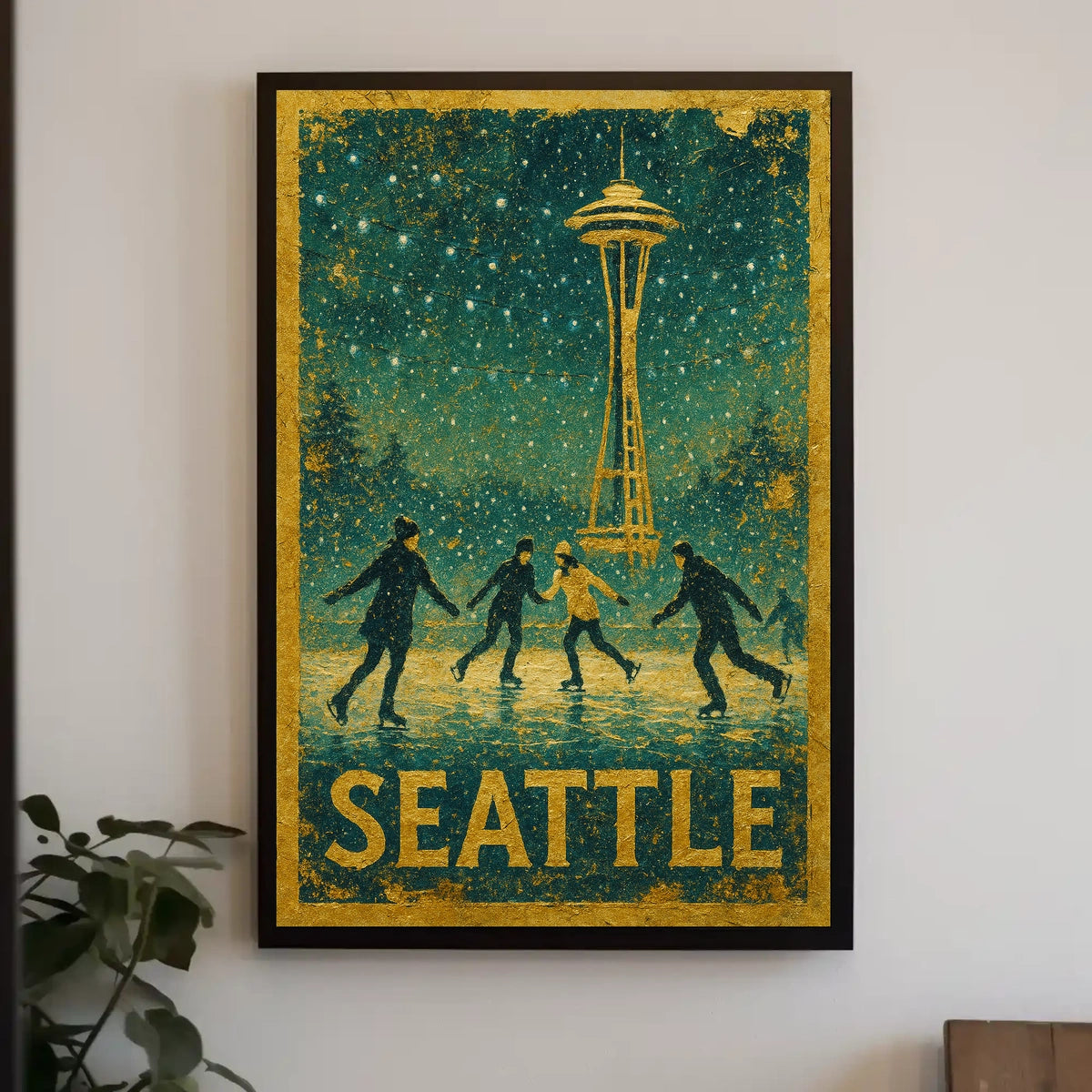 Winter Skating In Seattle Poster