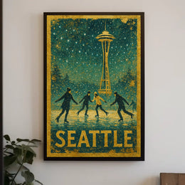 Winter Skating In Seattle Poster