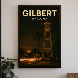 Gilbert Arizona Nighttime Landmark Realism Timeless Poster