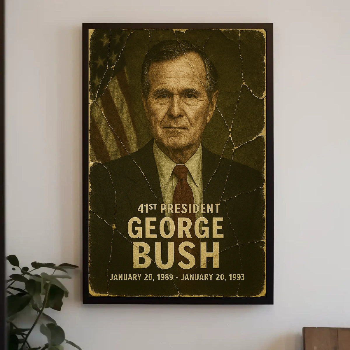 George H. W. Bush 41st President of the United States Damaged Photograph Poster