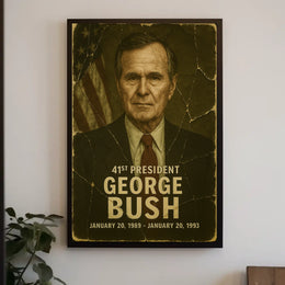 George H. W. Bush 41st President of the United States Damaged Photograph Poster