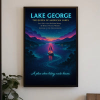 Lake George Scenic Illustration Sunset Poster