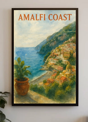 Amalfi Coast Poster Wall Art 18x24 Inches Seaside Decor