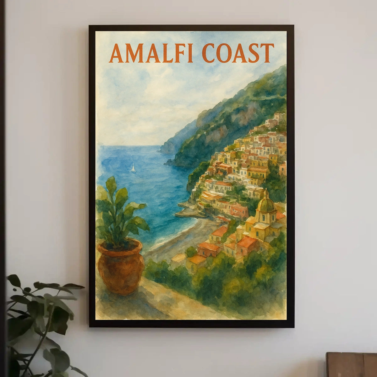 Amalfi Coast Poster Wall Art 18x24 Inches Seaside Decor