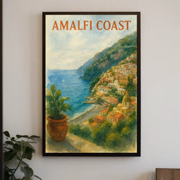 Amalfi Coast Poster Wall Art 18x24 Inches Seaside Decor