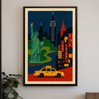 New York City Landmarks Poster Modern Wall Art For Home
