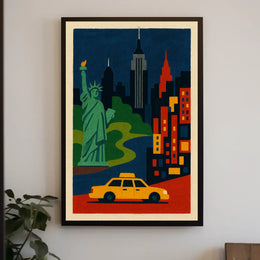 New York City Landmarks Poster Modern Wall Art For Home