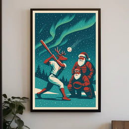 Reindeer Baseball Night Poster
