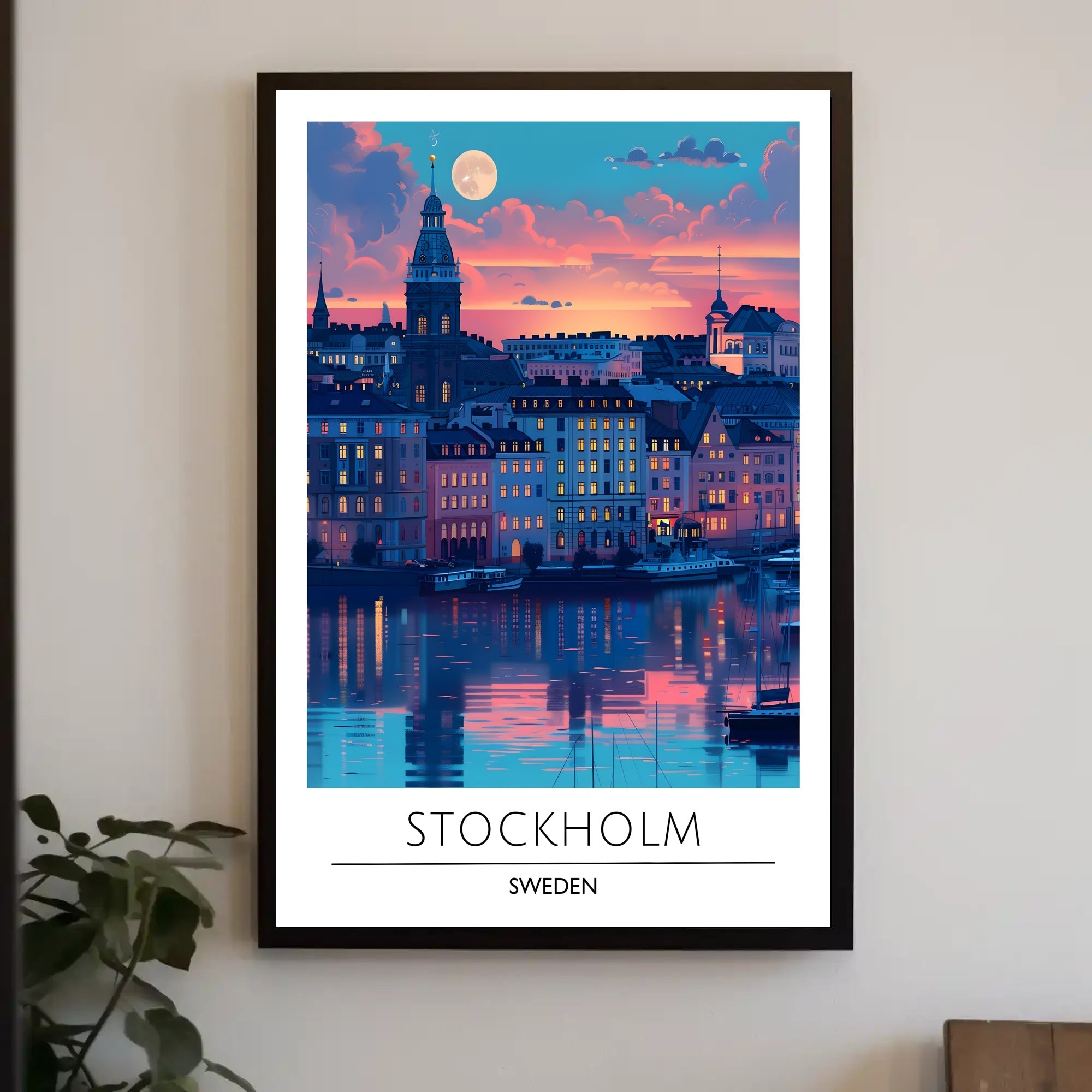 Stockholm Sunset Cityscape: Urban or Cityscape Poster