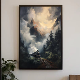 Steam Train Adventure Through Mountains - Travel Poster