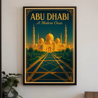 Abu Dhabi Grand Mosque Vintage Travel Poster