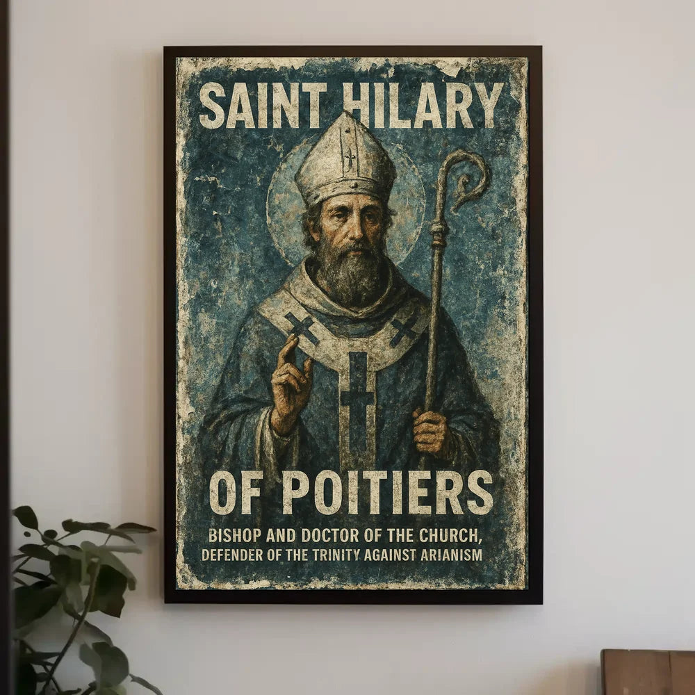 Saint Hilary of Poitiers Vintage Religious Art Poster