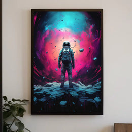 Cosmic Astronaut Adventure Art Print - Futuristic Sci-Fi Poster