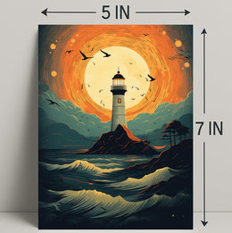 Lighthouse At Sunset Poster PosterGoat