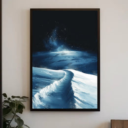 Serene Snowy Landscape Under Starry Sky Poster