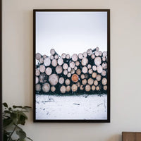 Winter Log Pile Poster